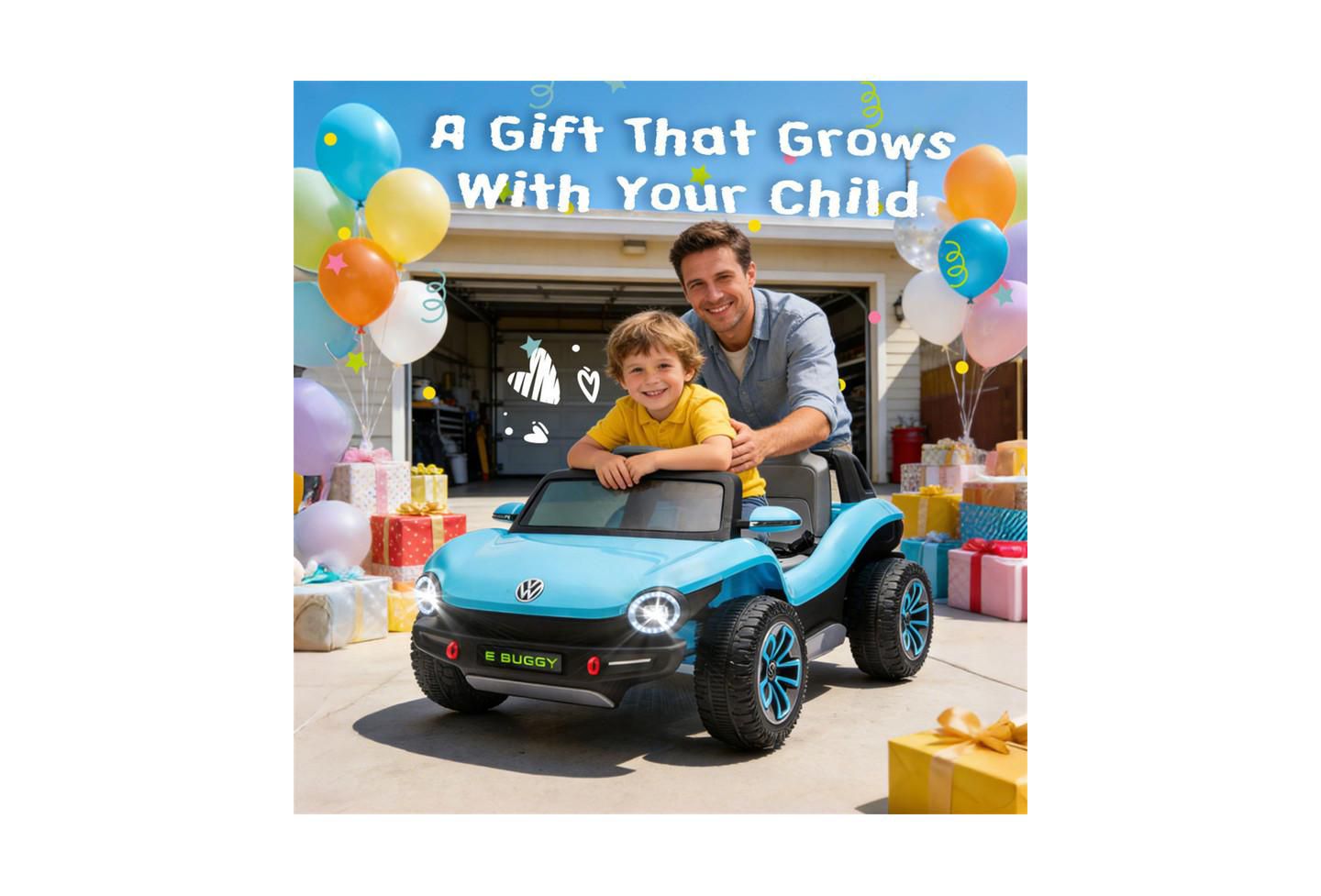 Детская игрушка YOBTOP 12V Beetle Kids Ride On Electric Car - 2.4G Parental Remote Control, Cute Curvy Body, 2WD 4-Wheel Suspension For Kids 3-5, цвет: Синий — фото 8