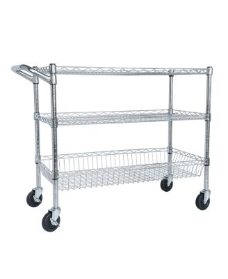   3-Tier Heavy Duty Rolling Utility Cart with Handle and Shelf Liners