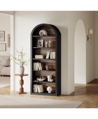 6-Tier 77" Bookshelf with Arched Top