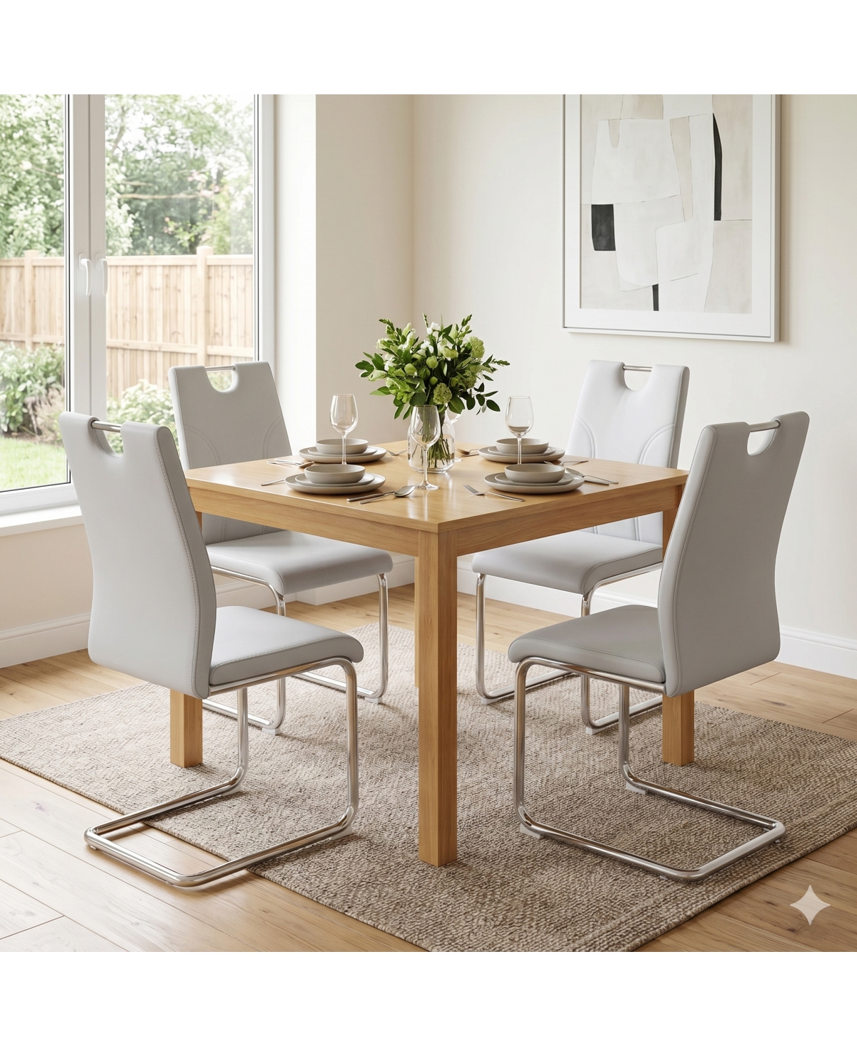 Streamdale Furniture Pu Dining Chairs with Legs, Set of 4
