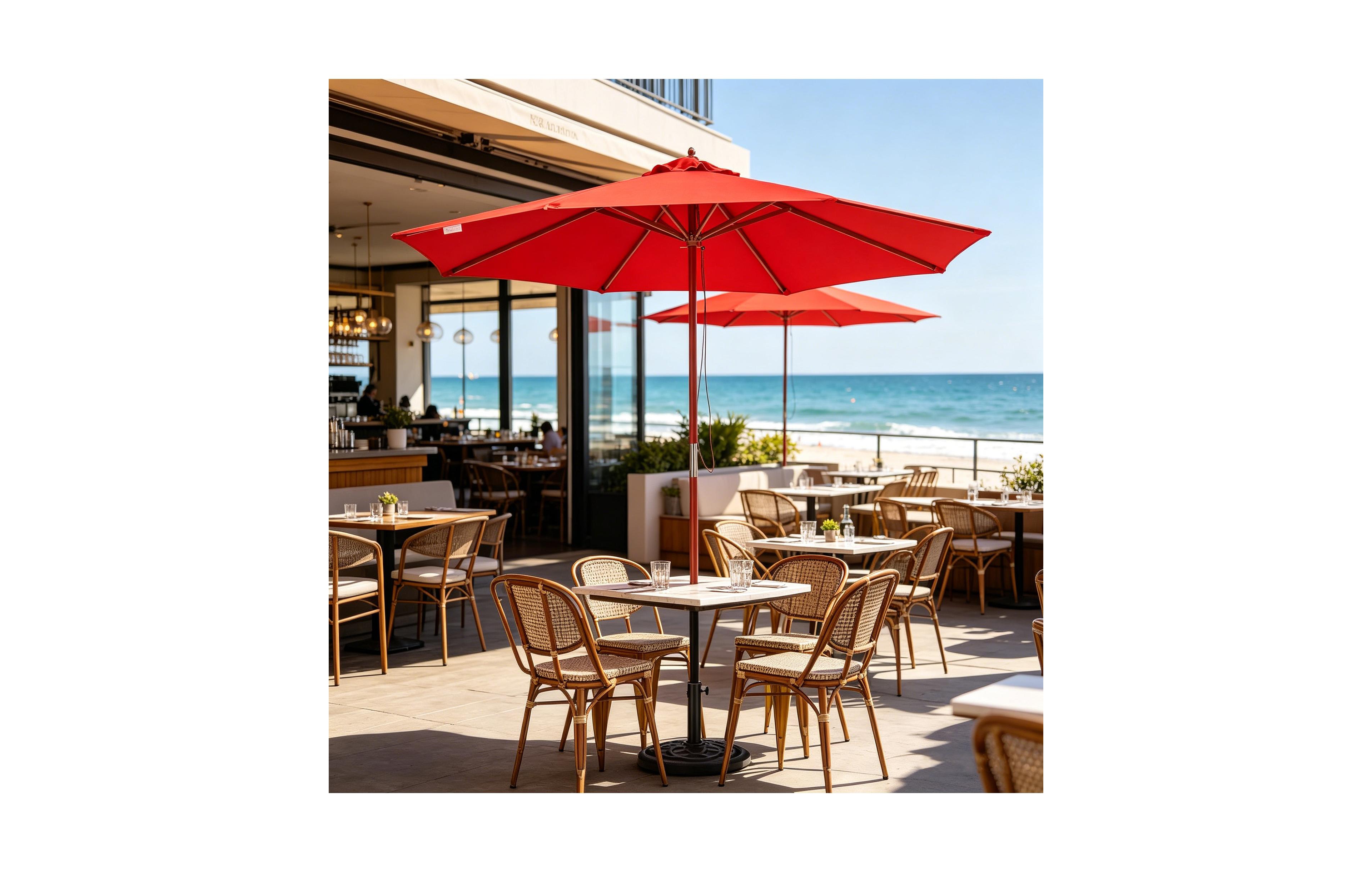 Yescom 9Feet Solid Wood Patio Umbrella with Retro Base Pulley Lift for Resort Outdoor Event Decor Rental Wedding Party
