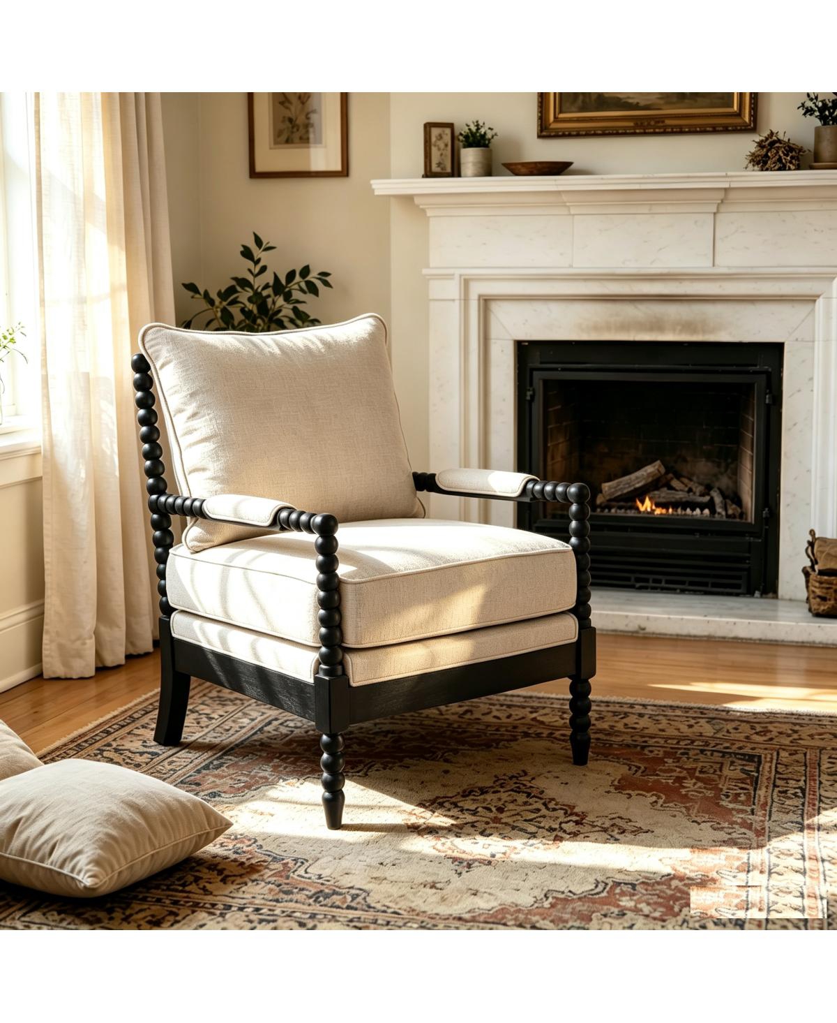 Streamdale Furniture Rubber Wood Upholstered Leisure Accent Chair with Solid Wood Frame