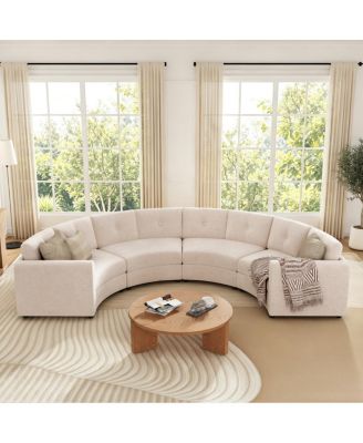 4-Piece Upholstered Curved Modular Sectional Sofa