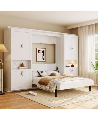  Full-size Murphy Bed with Dual Sliding Storage Cabinets