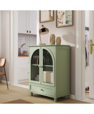 Farmhouse Arched Glass Sideboard with Drawer