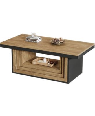 47-Inches  Coffee Table Living Room, Rectangle Center Table with Open Storage