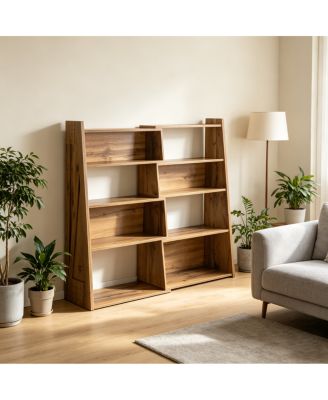 Modular Asymmetrical Annual Ring Grain Convertible Bookcase and Display Shelf