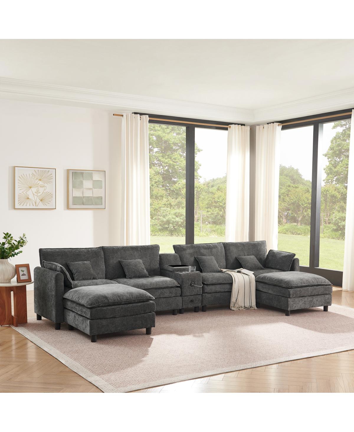 Streamdale Furniture Modular L-Shaped Sectional Sofa with Storage and Usb