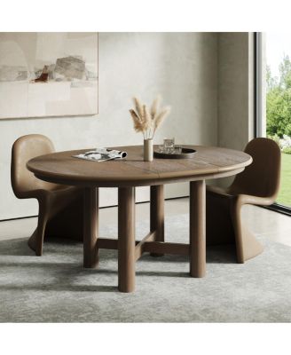 Wood Extendable Oval Dining Table, 47"-63", Espresso