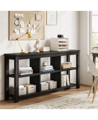 63" Solid Wood Bookshelf with 6 Cubes