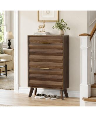  Mid-Century Modern Slim Flip-Top Shoe Cabinet