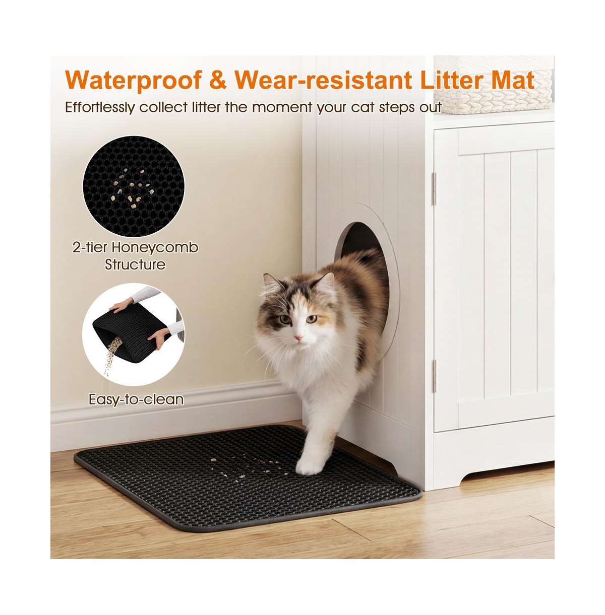Ruie Cat Litter Box Enclosure Wooden Hidden Pet Washroom Furniture with Storage Compartment