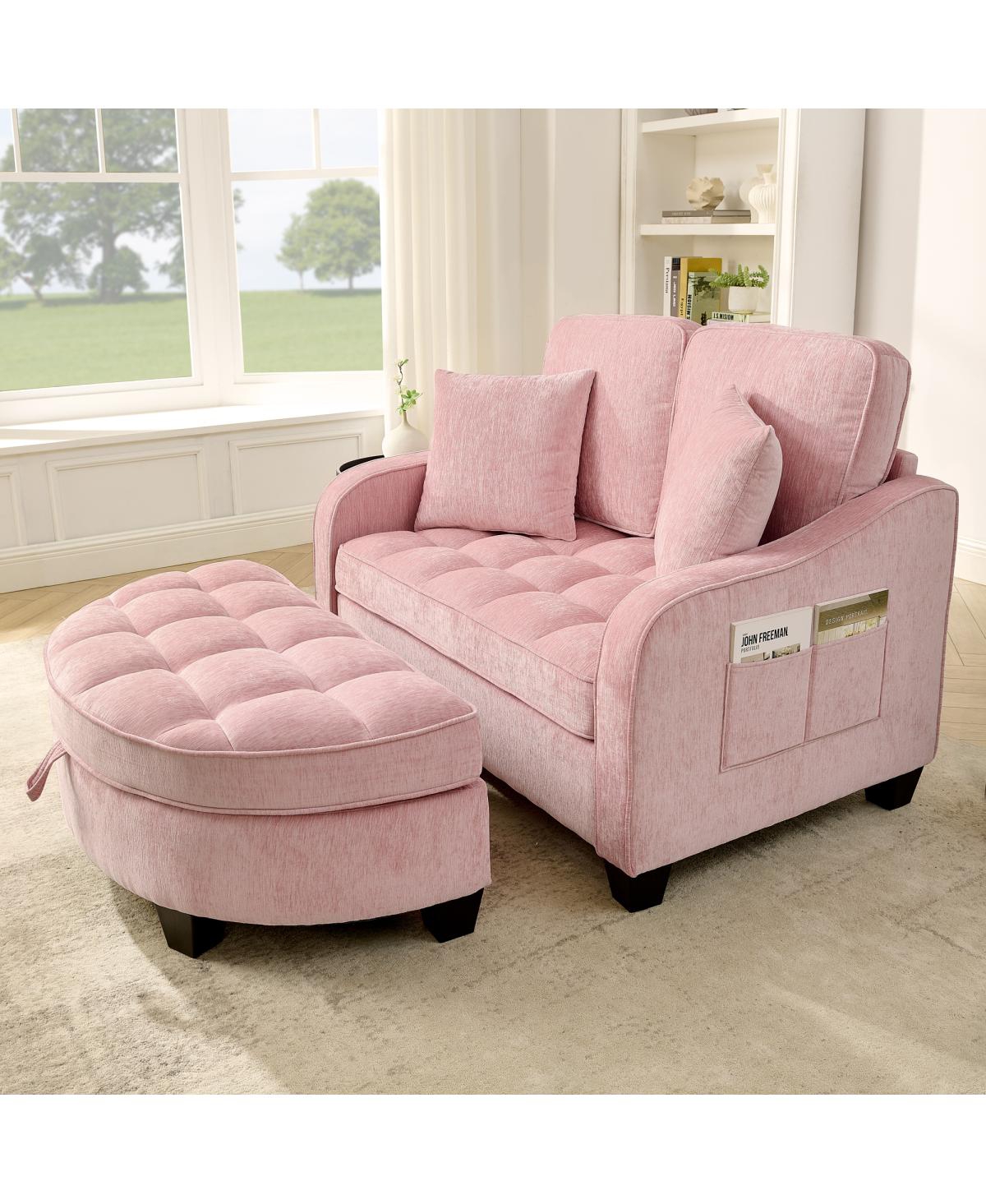 Streamdale Furniture 2-Seater Sofa and Storage Footrest Set with Pillows