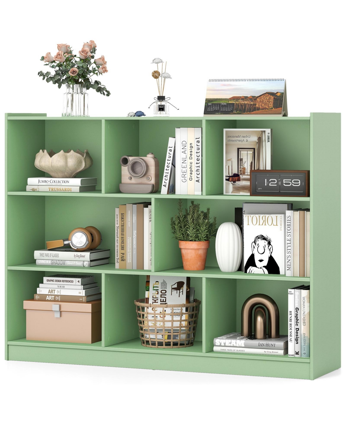 Slickblue 8 Cube Storage Bookcase 3 Tier Floor Standing Display Shelf
