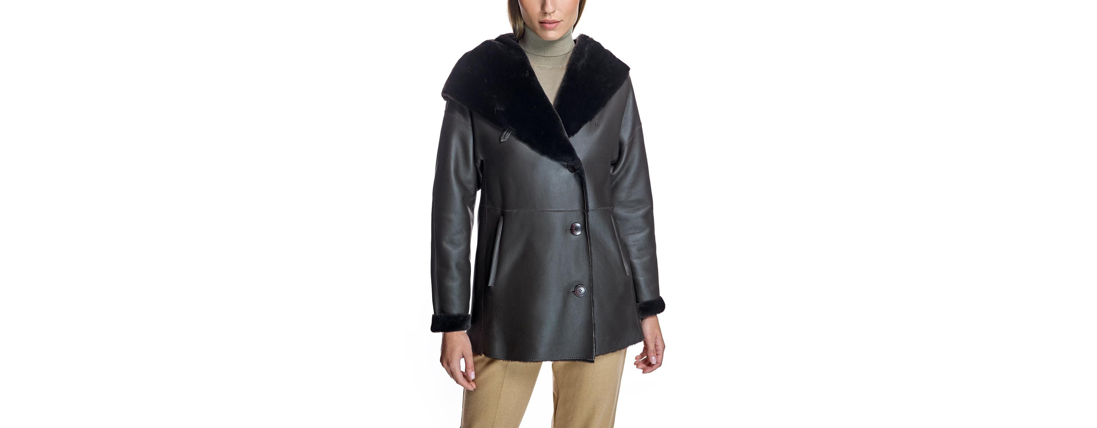 Julia & Stella By Maximilian Women's Reversible Shearling Hooded Jacket