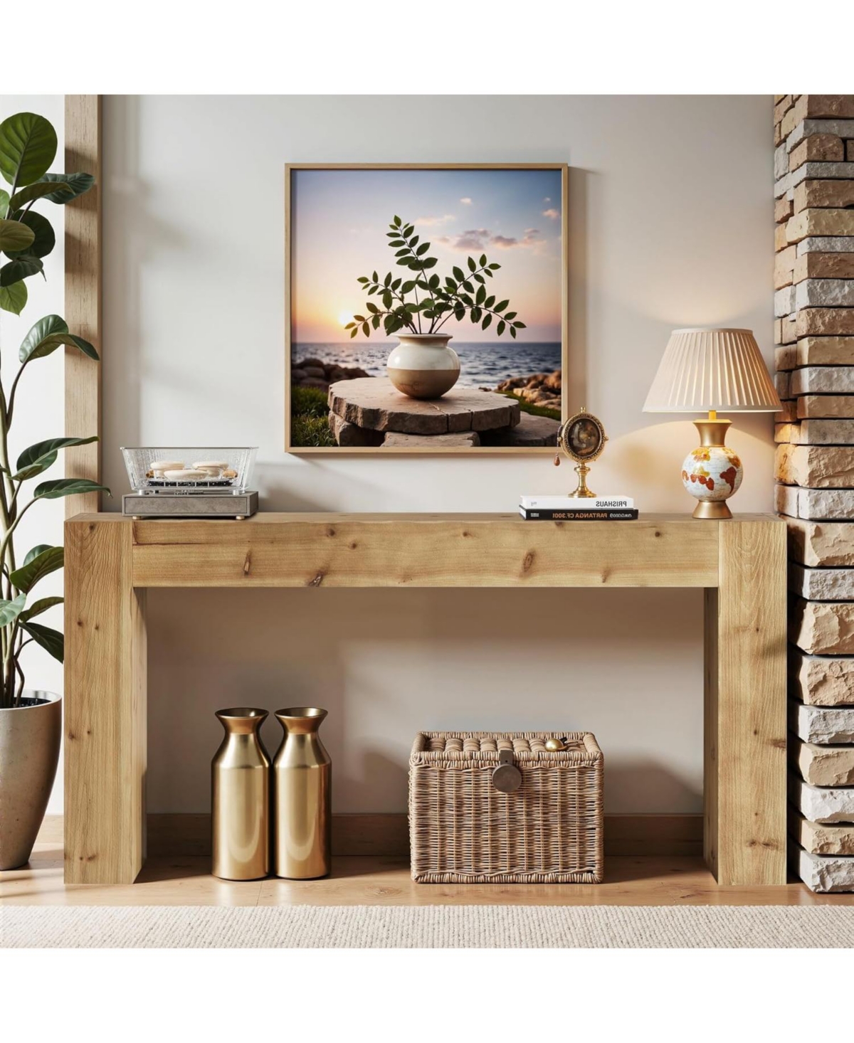 Tribesigns 63" Solid Wood Console Table