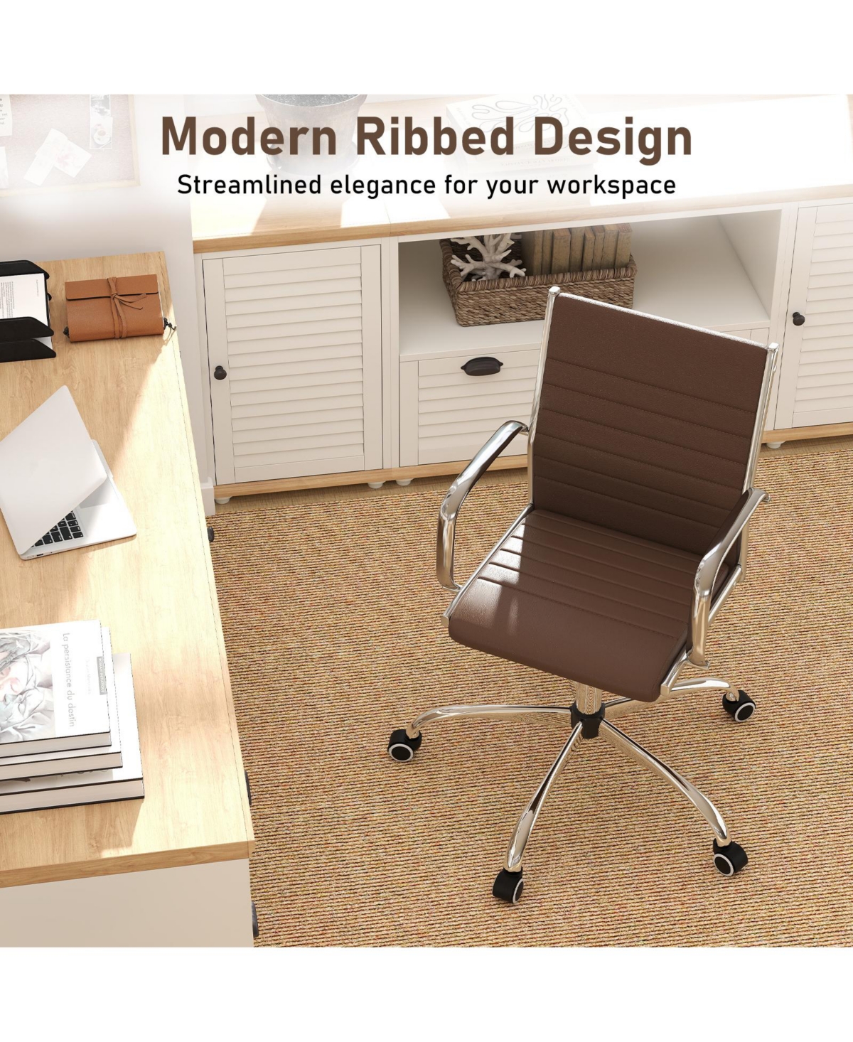 Gymax Office Chair Height Adjustable Conference Room Chair with Rocking Backrest Armrests