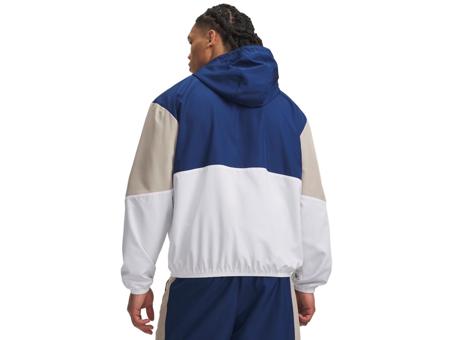 Мужская куртка Under Armour Rival Woven Regular-Fit, цвет: Тёмно-синий / Светло-бежевый — фото 5