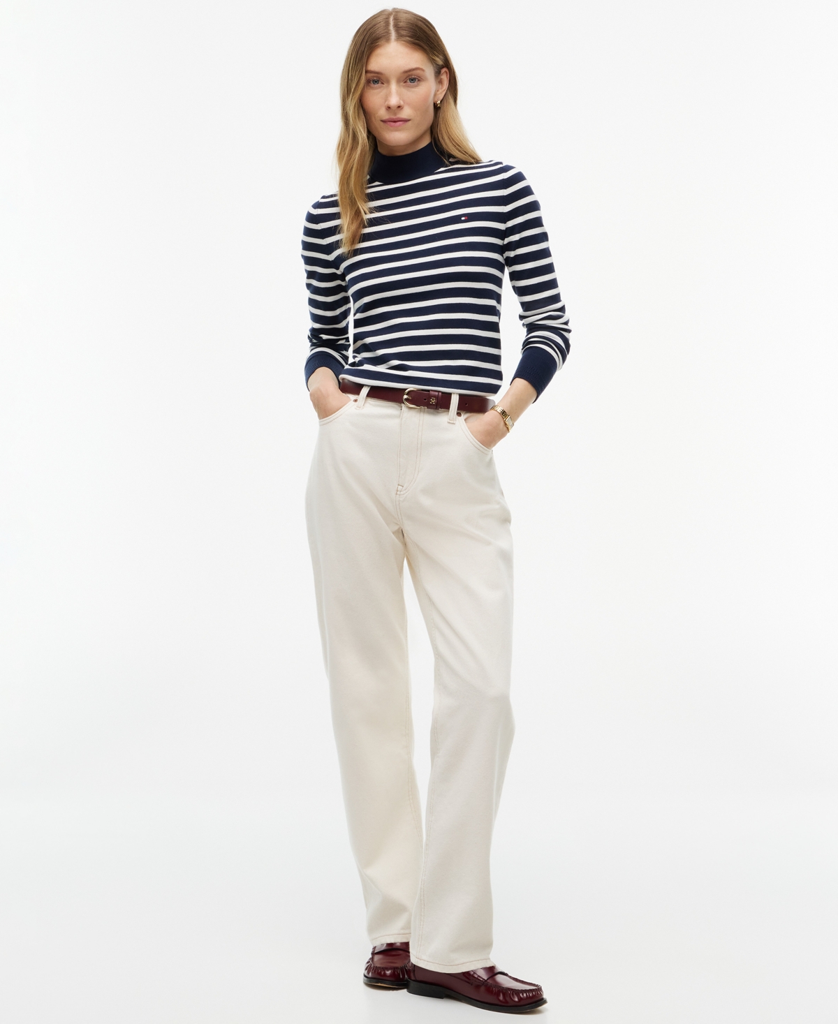 Tommy Hilfiger Women's Mock Neck Long-Sleeve Slim-Fit Sweater