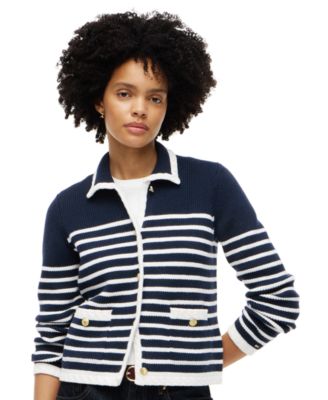 Women's Long-Sleeve Striped Knit Jacket