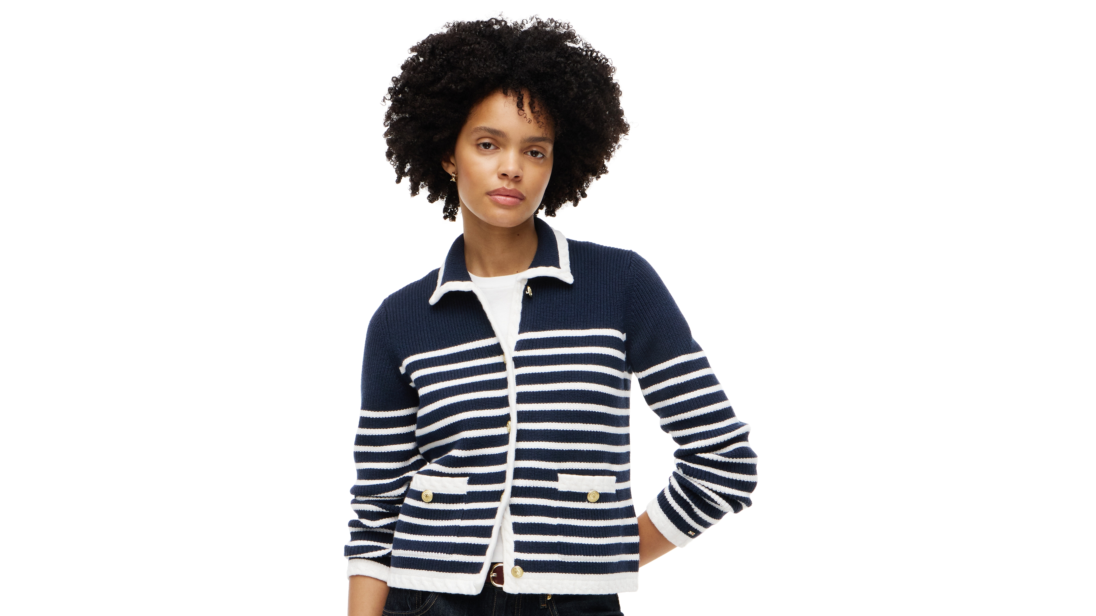 Tommy Hilfiger Women's Long-Sleeve Striped Knit Jacket
