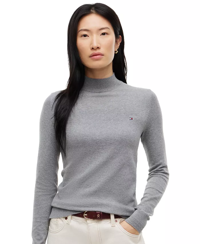 Women's Mock Neck Long-Sleeve Slim-Fit Sweater