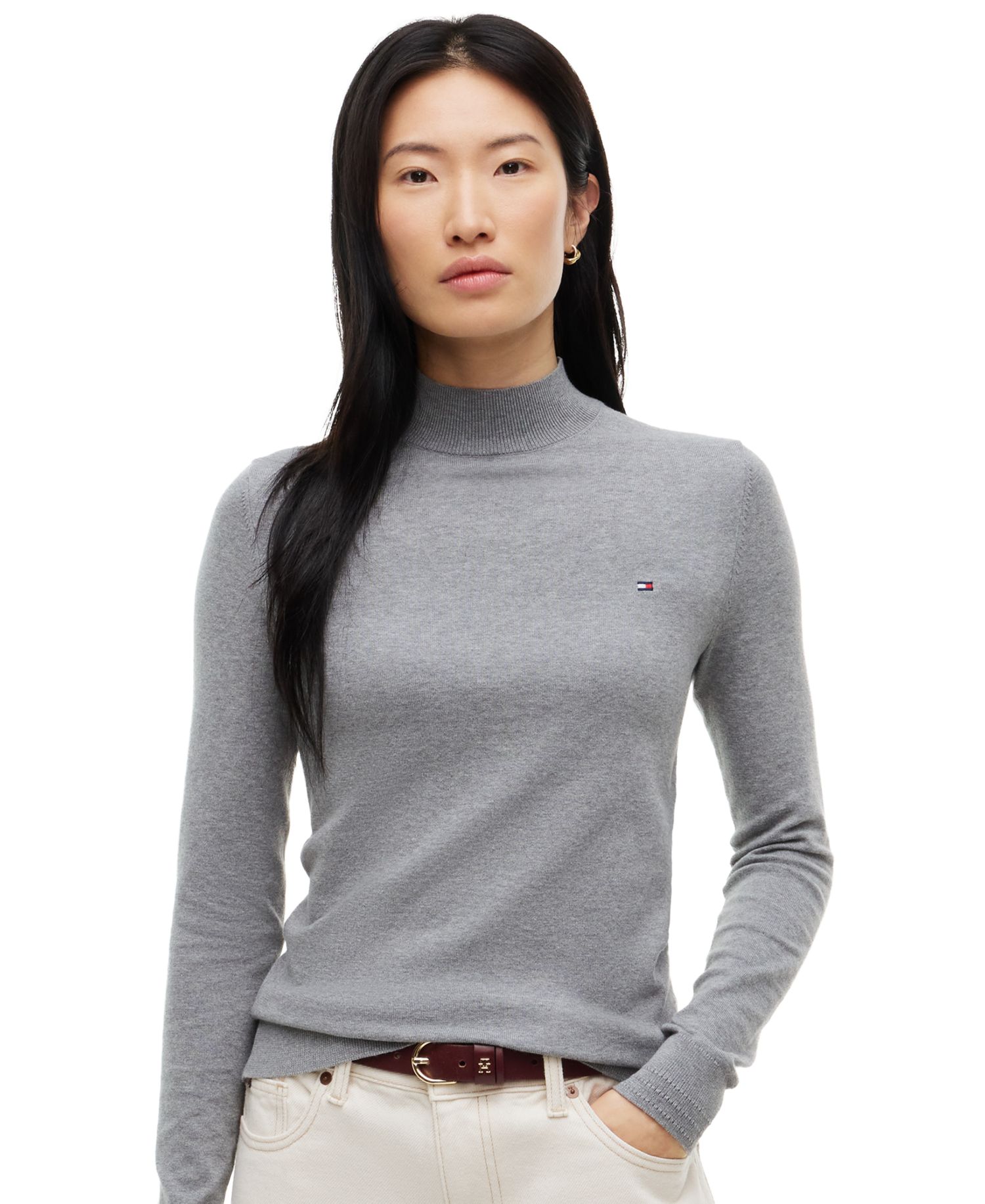 Women's Mock Neck Long-Sleeve Slim-Fit Sweater