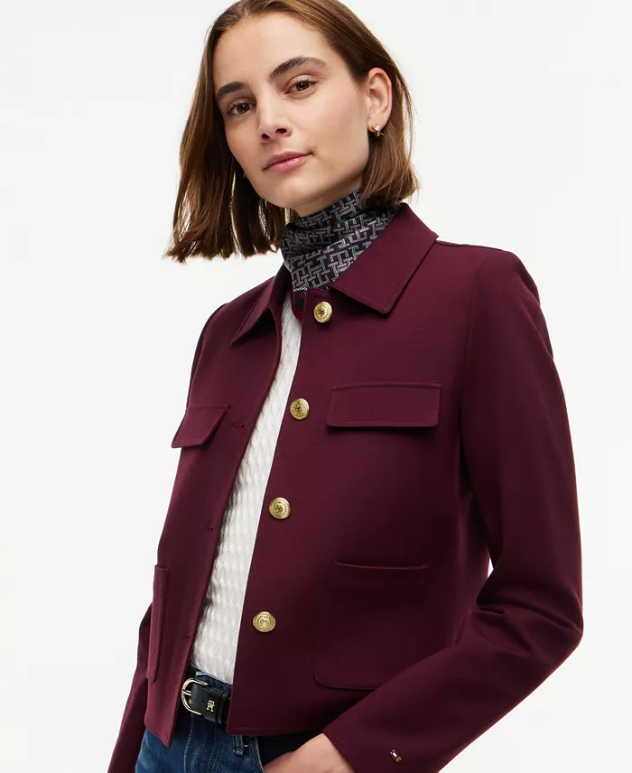 Women's Ponte Knit Band Collar Jacket - thumbnail 7