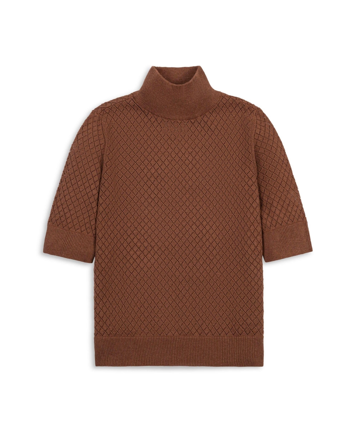 Hope & Henry Women's Organic Diamond Stitch Mock Neck Sweater