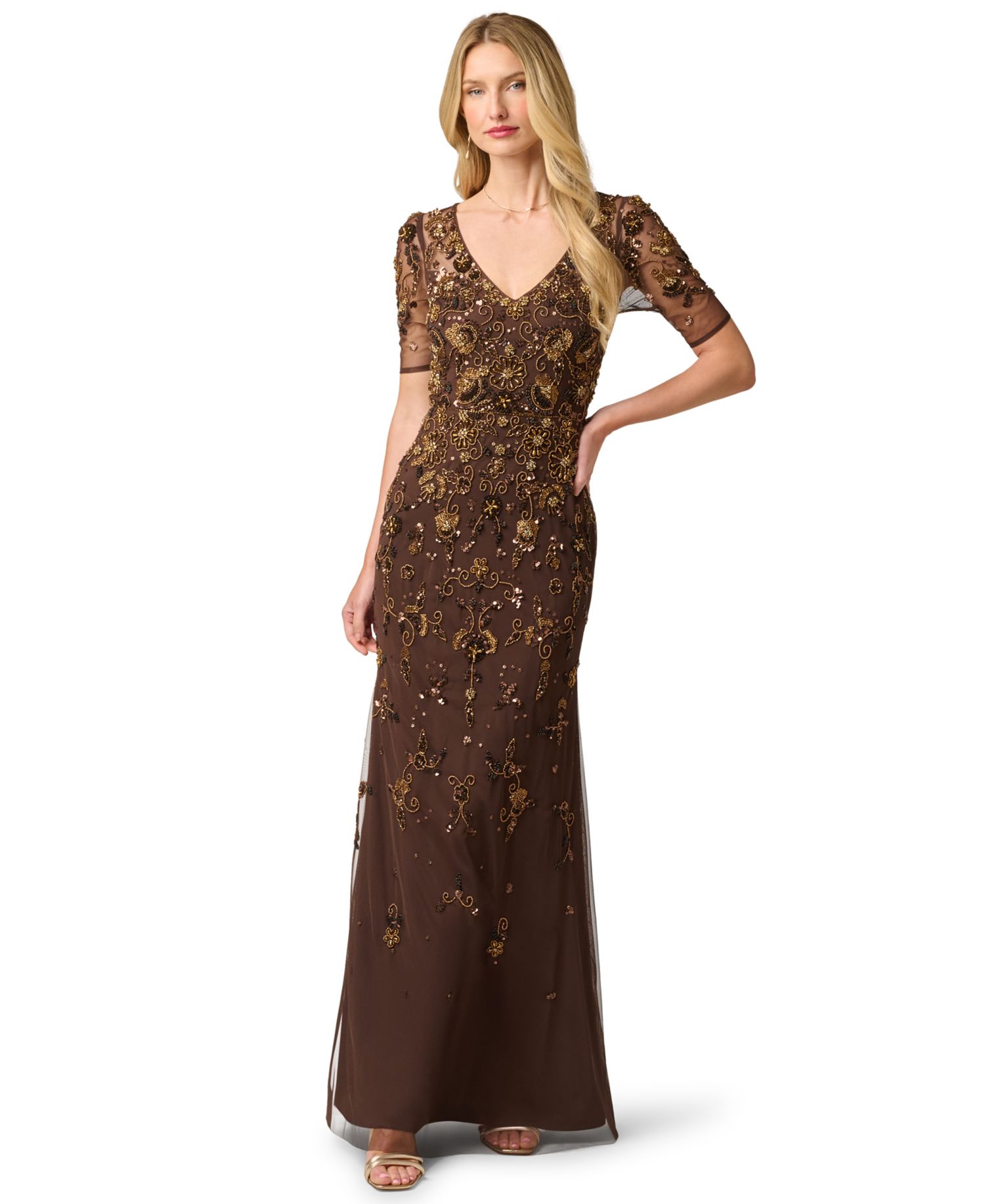 Petite Sequin V-Neck Gown