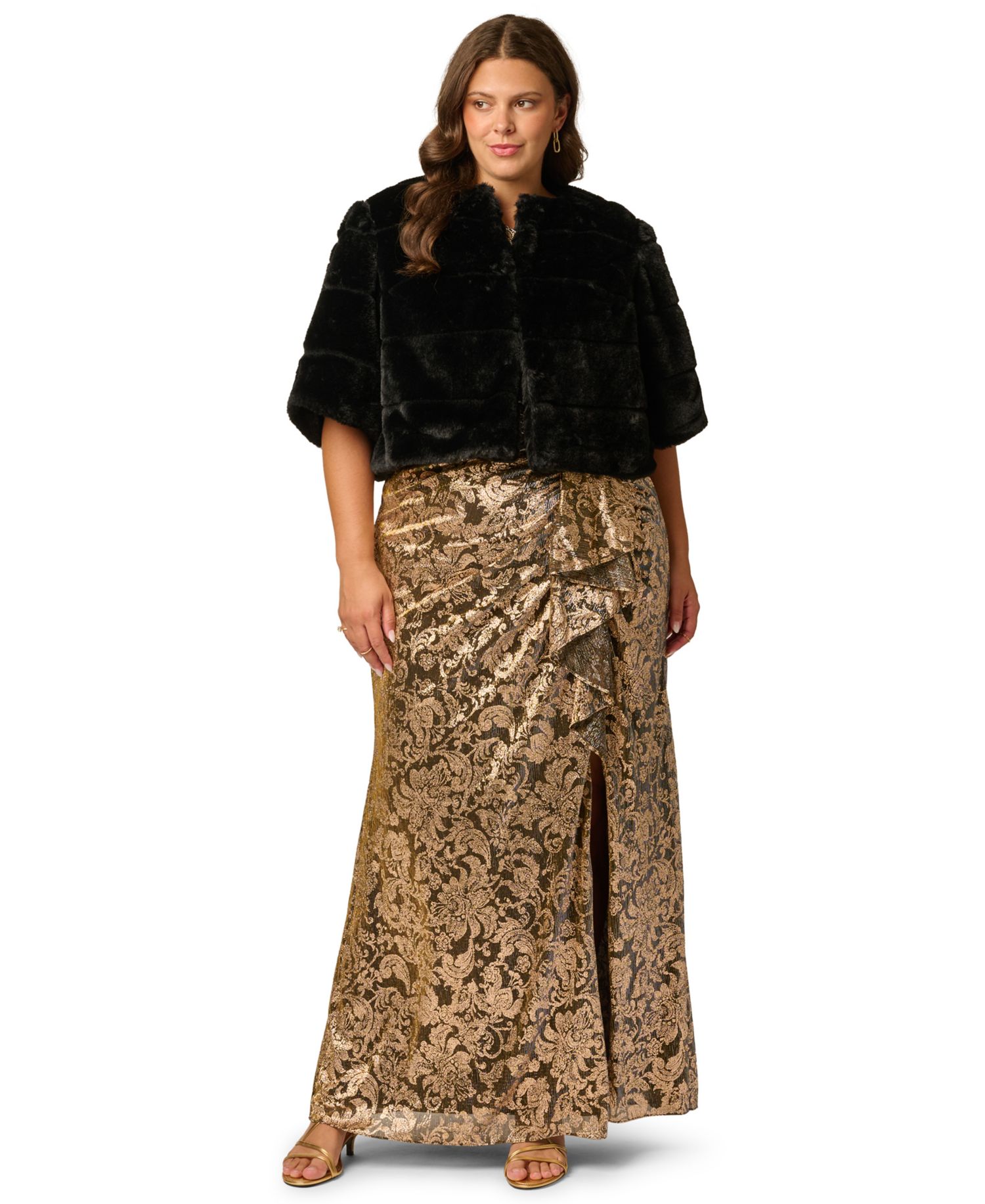 Plus Size Faux Fur Cover-up Cropped Jacket