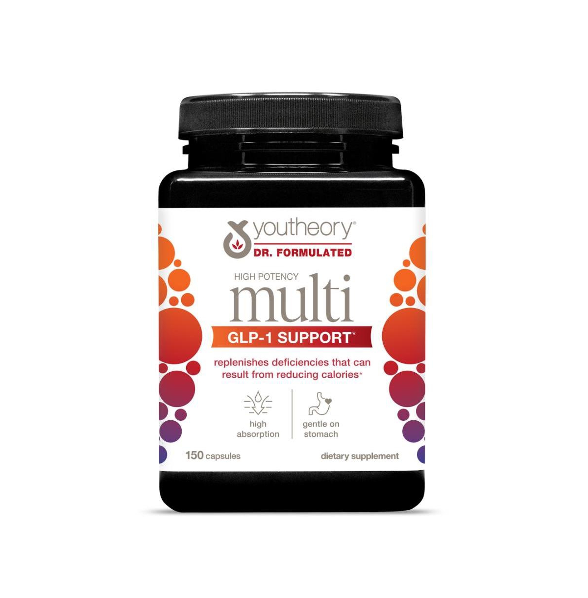 Youtheory High Potency Multi Glp-1 Support High Absorption Multivitamins for Immune Support and Bone Health 150 Vegetarian Capsules
