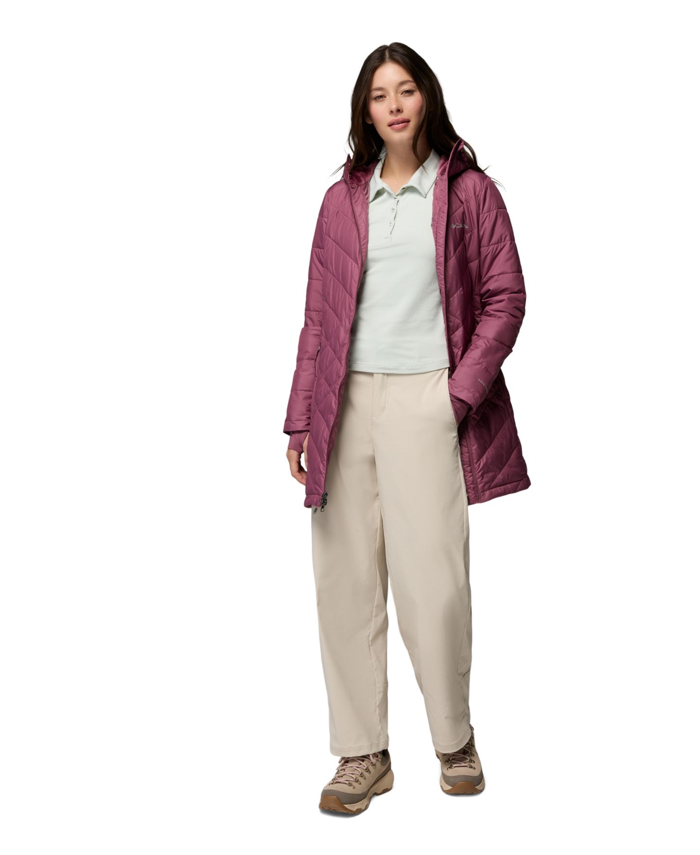 Женская куртка Columbia Heavenly Long Hooded Insulated Water-Resistant, цвет: Состаренный розовато-лиловый — фото 2