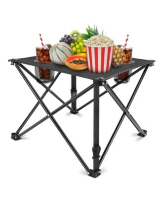 1Pieces Foldable Camping Table, Lightweight Travel Desk with 2 Cup Holders and Carrying Bag