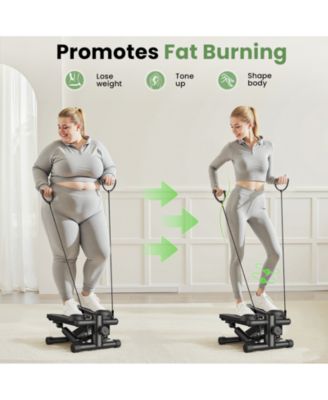 Mini Stepper with Resistance Bands, Adjustable Home Fitness Trainer