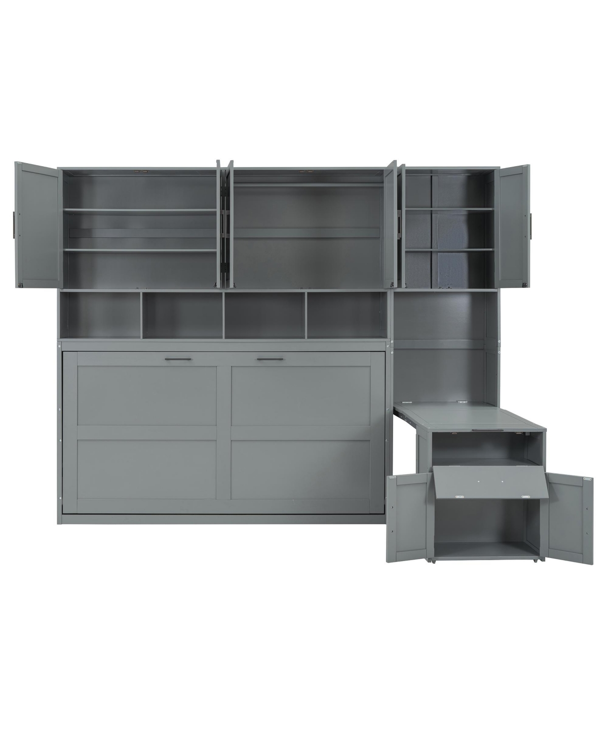 Clihome Twin Size Murphy Bed Wall Bed with Closet , Drawers and Desk