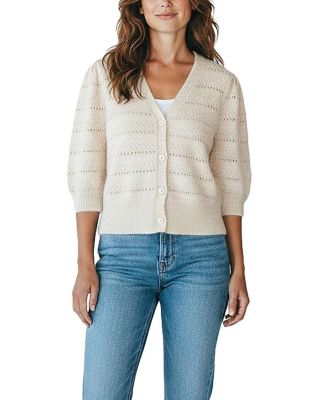 Women's Organic Puff-Sleeve Button-Front Sweater