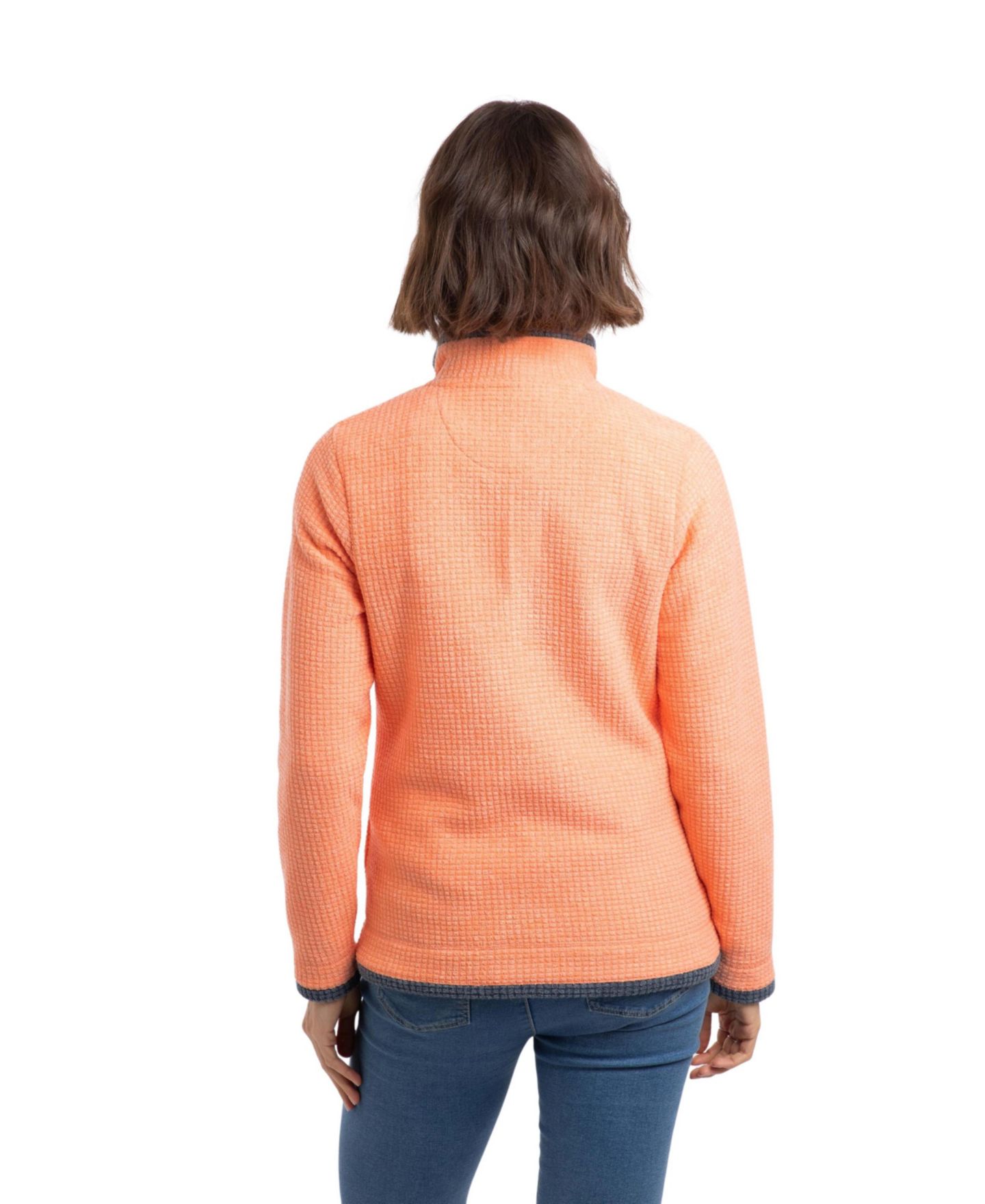 Женский свитер Weird Fish Beye Quarter Zip Grid Fleece Mock Neck Pullover, цвет: Сорбет — фото 3