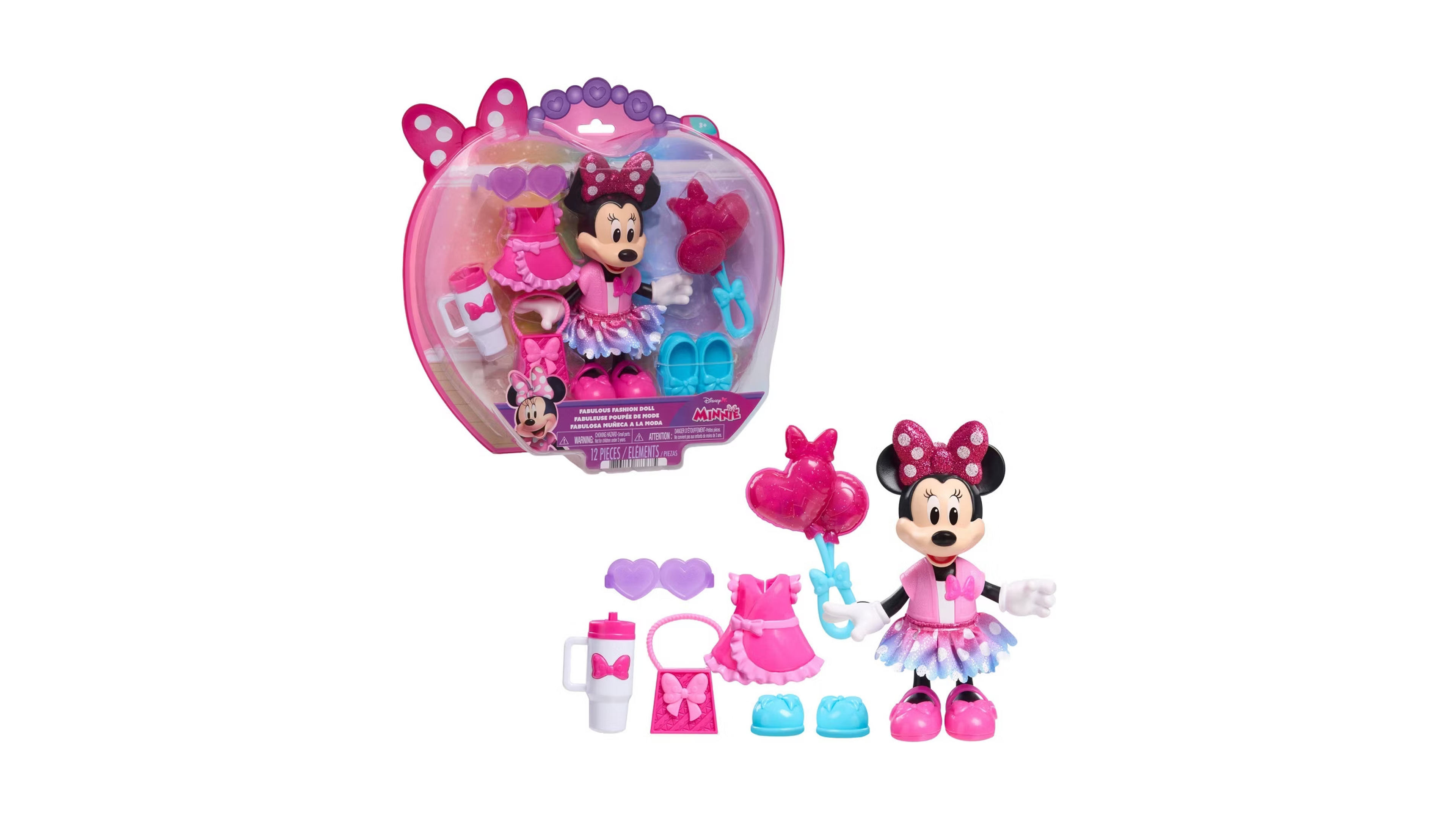 Minnie Mouse 6-inch Poseable Fabulous Fashion Doll with 2 Outfits and Accessories, Ages 3+