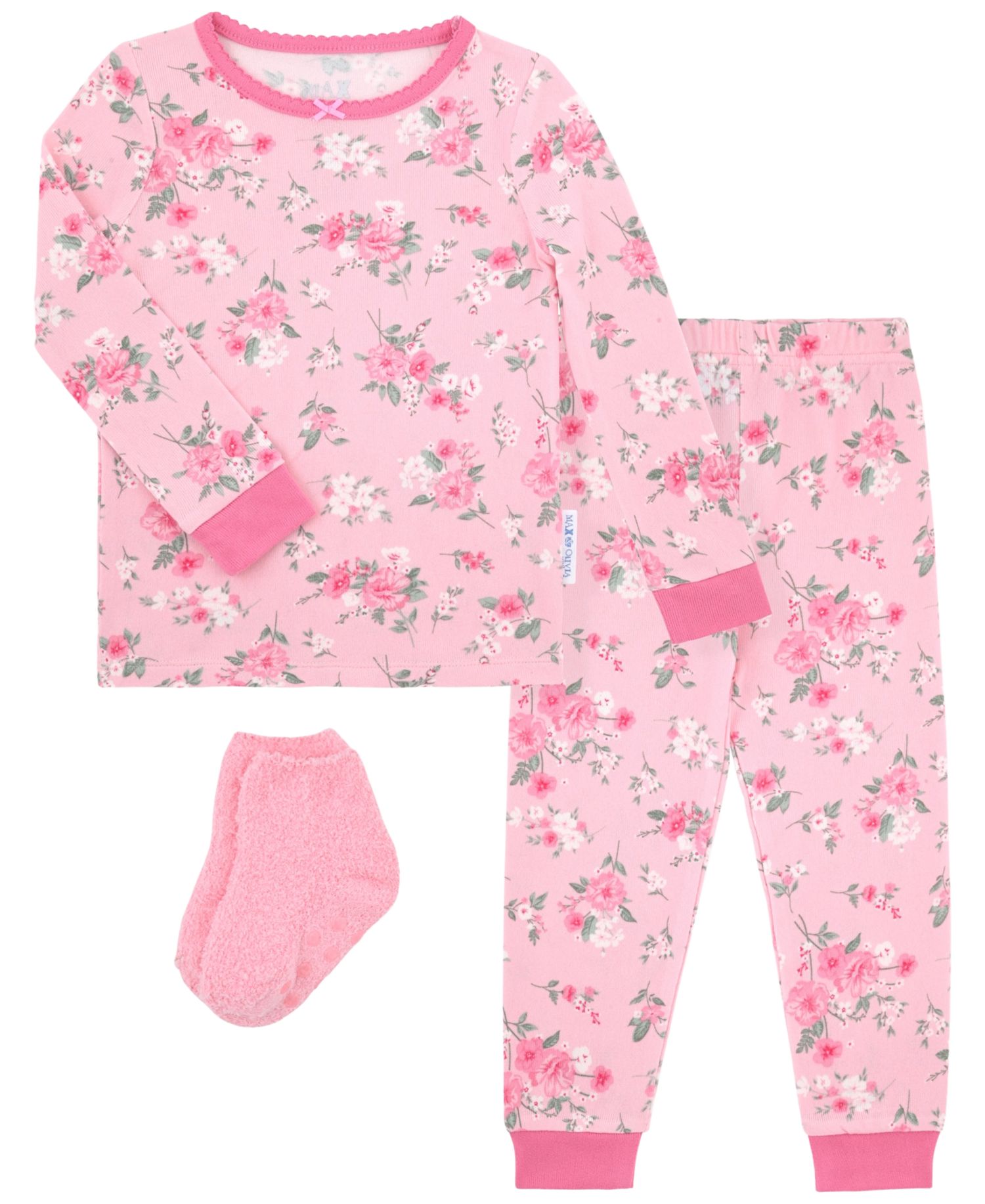 Girls' 12M-5T Ditsy Floral Pajama with Socks, 3-Piece Set