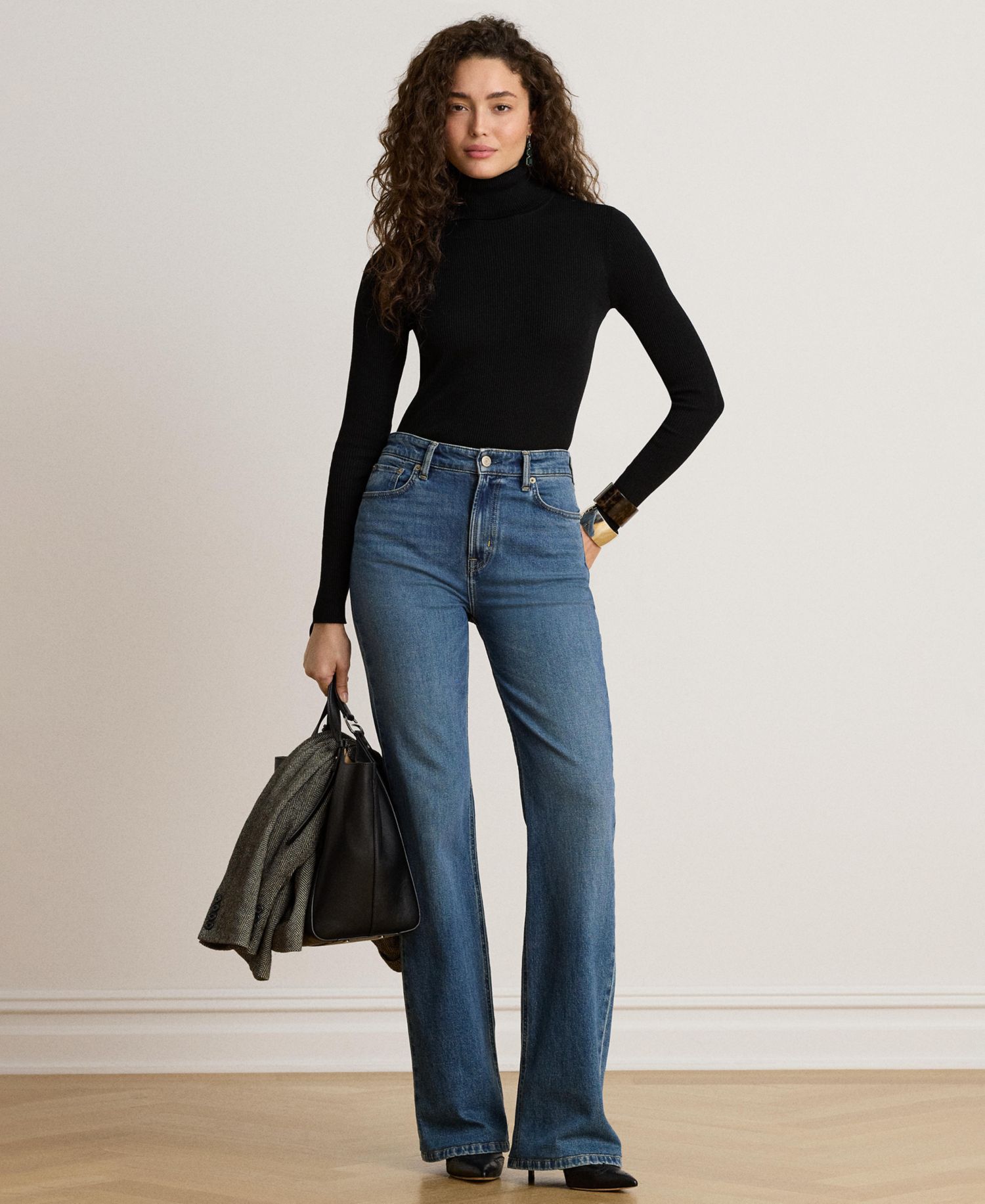 Petite Ribbed Slim-Fit Cotton-Blend Turtleneck Sweater