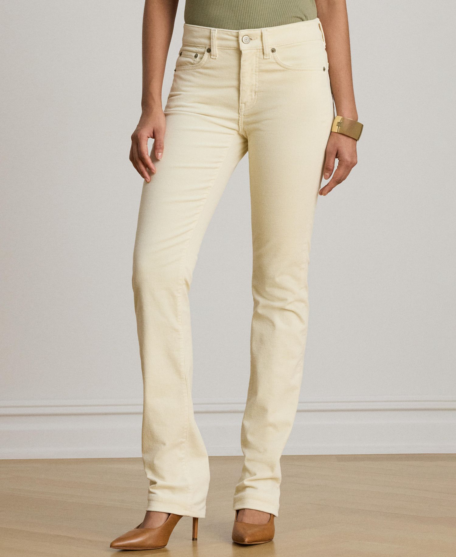 Women's Mid-Rise Slim-Straight Corduroy Pants