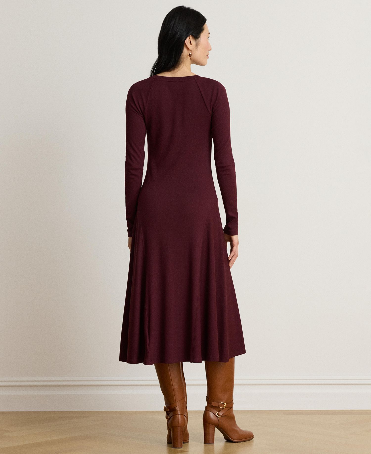 Women's Rib-Knit Midi Crewneck Dress