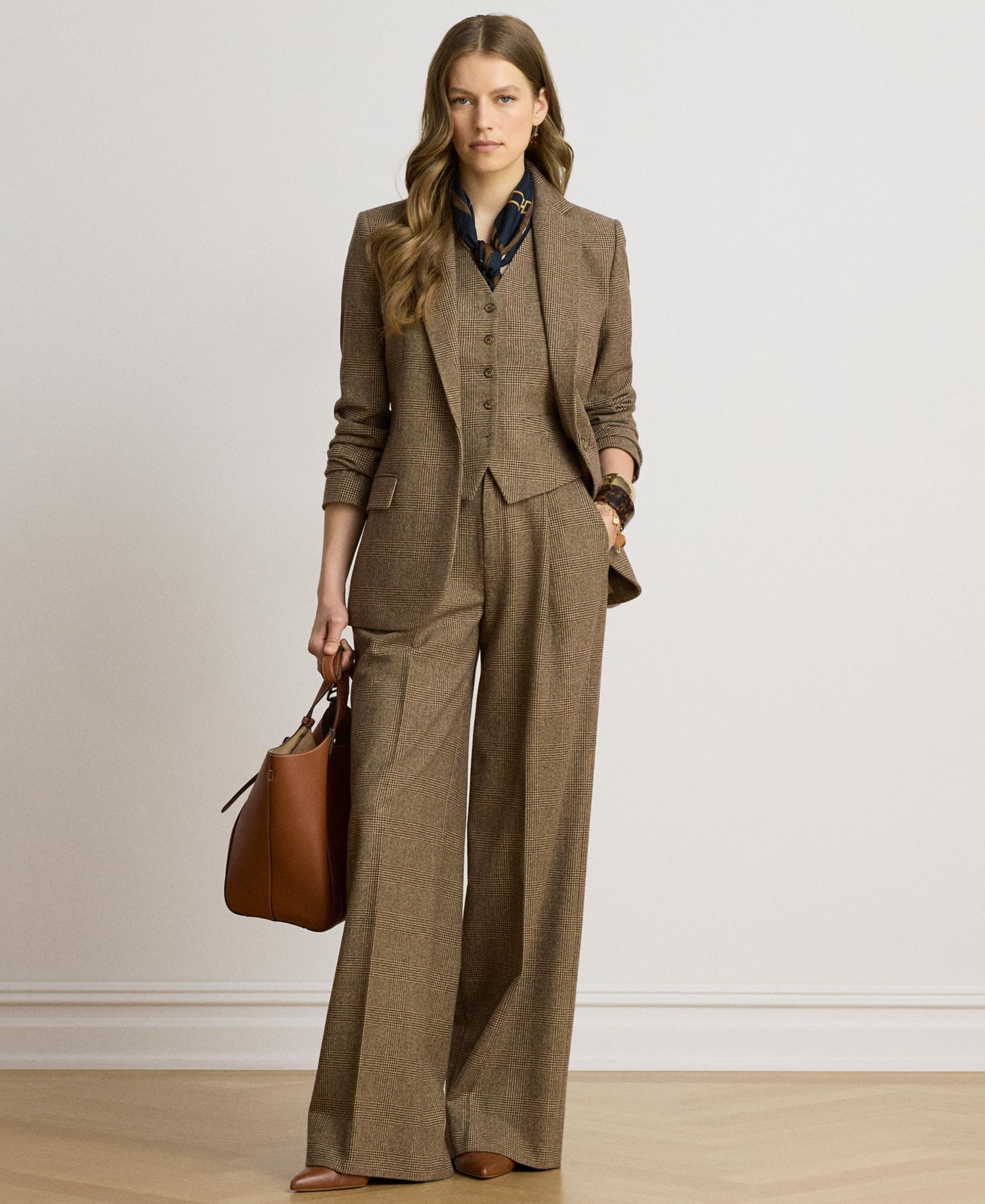 Women's Glen Plaid Wool Twill Tailored Blazer