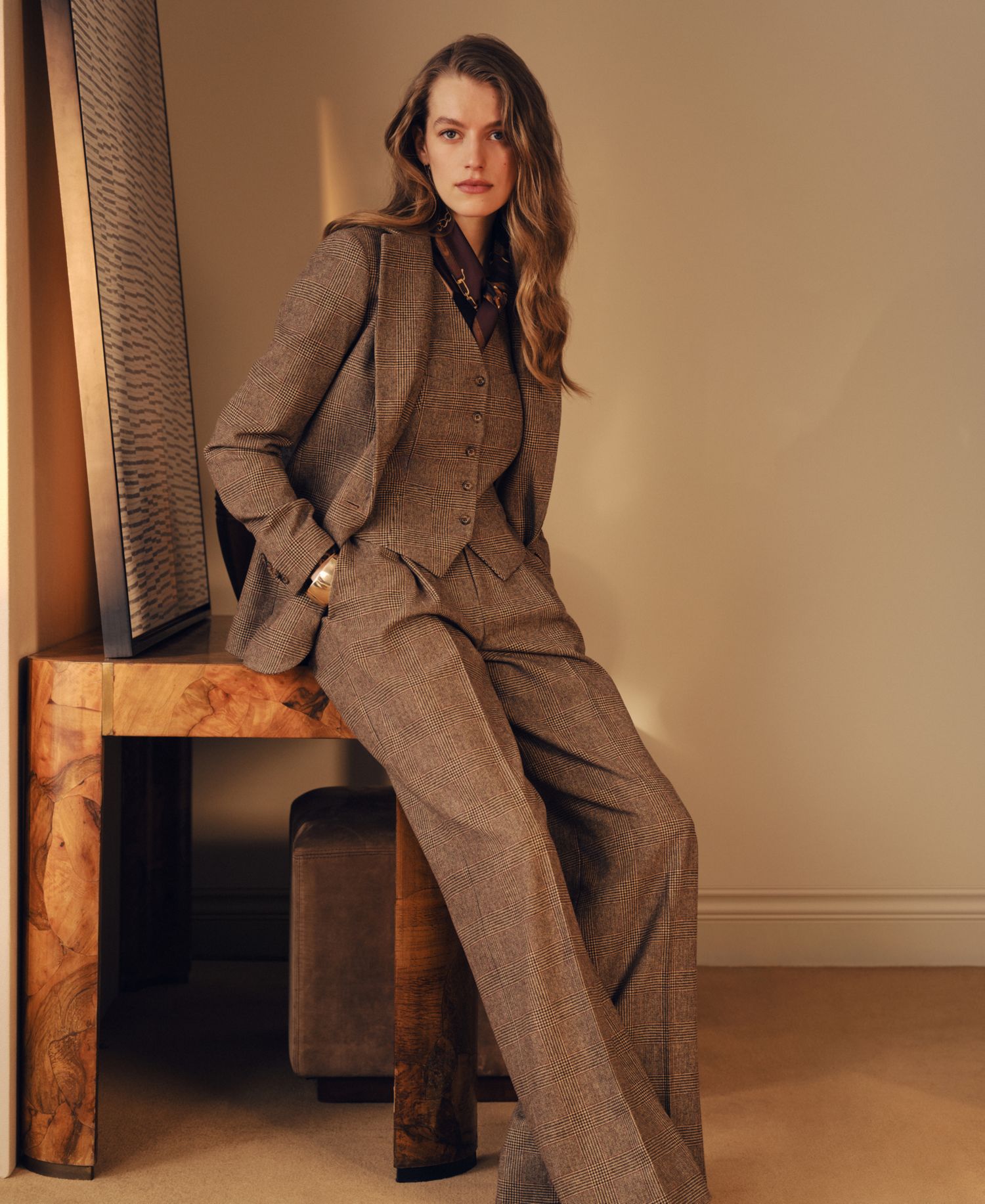 Women's Glen Plaid Wool Twill Tailored Blazer