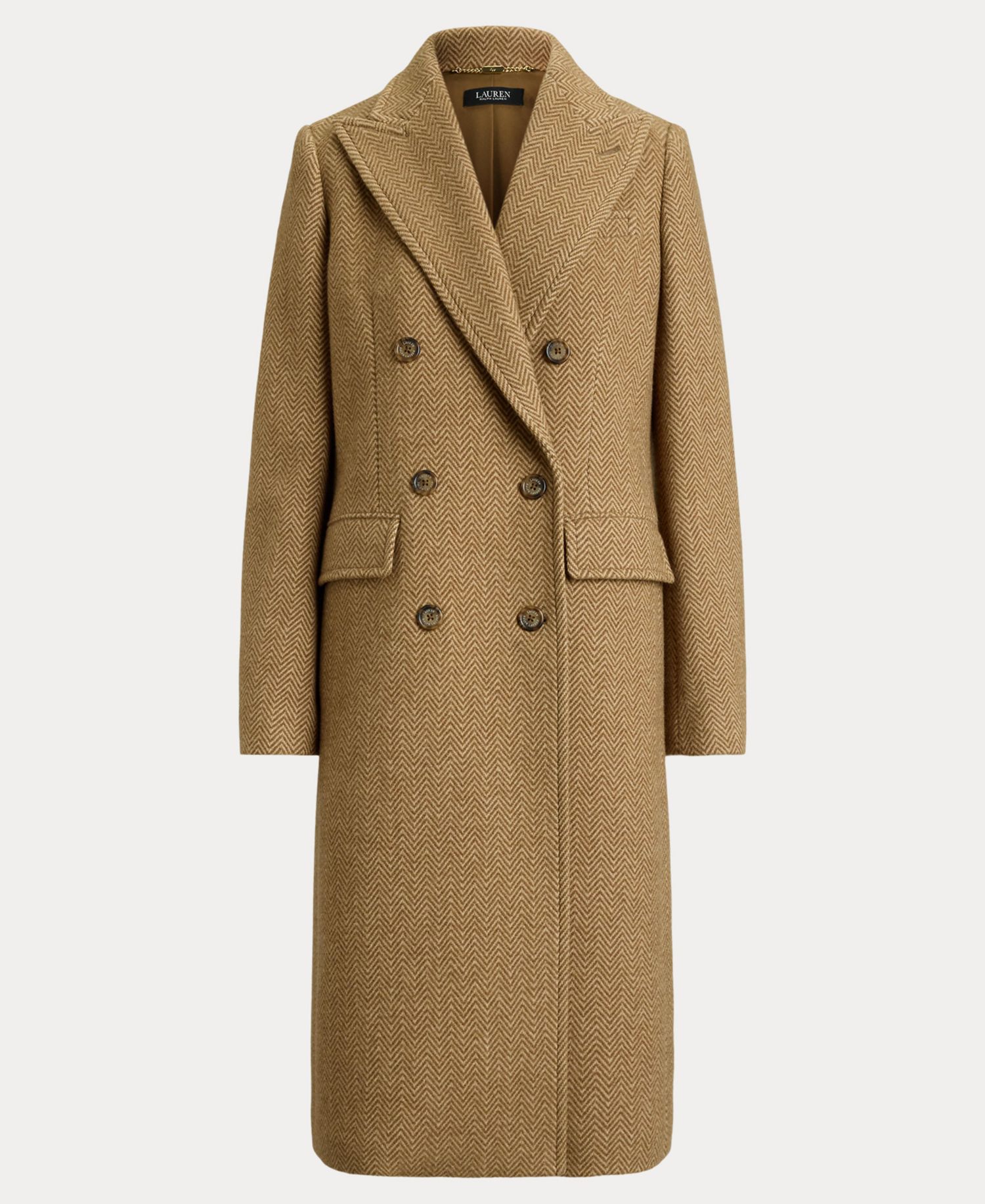 Women's Wool-Blend Double-Breasted Herringbone Coat