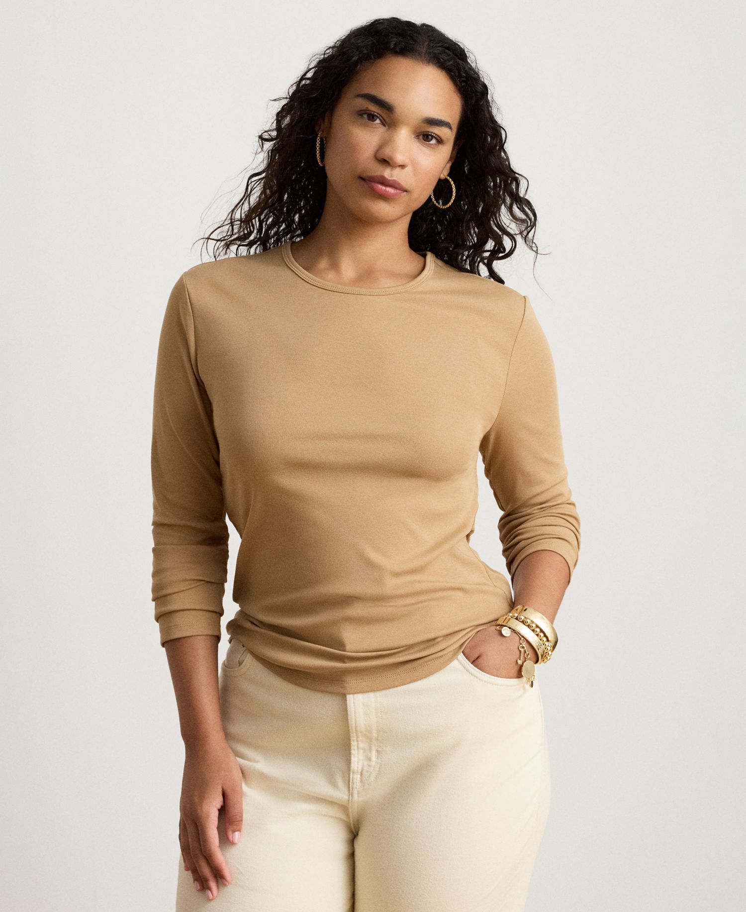Cotton-Blend Long-Sleeve Top