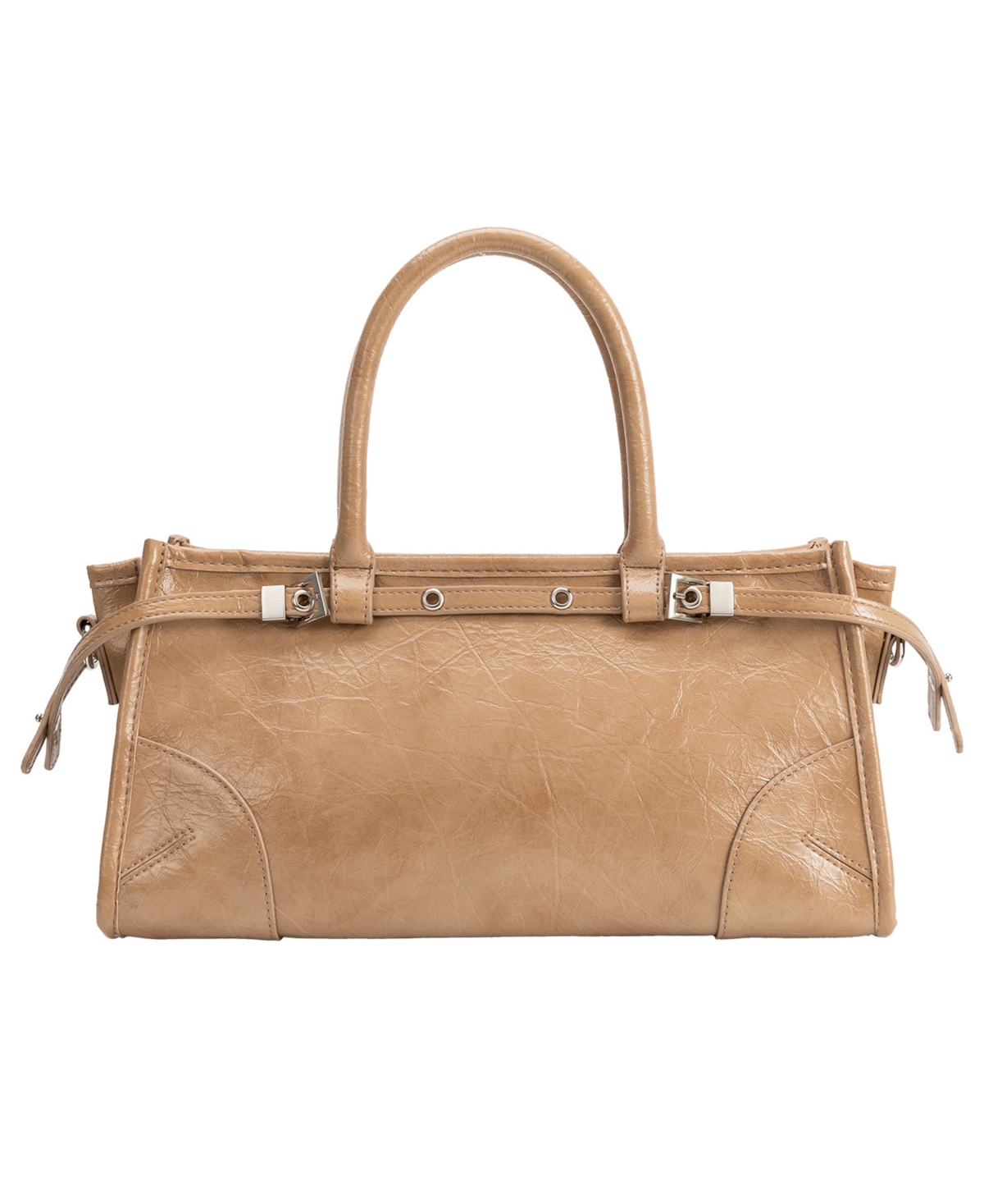 Melie Bianco Rhonda Medium Top Handle Satchel Handbag - Tan