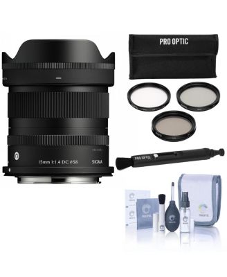 15mm f/1.4 DC Contemporary Lens for Canon RF, Bundle with 58mm Filter Kit, Pen Lens Cleaner and Cleaning Kit