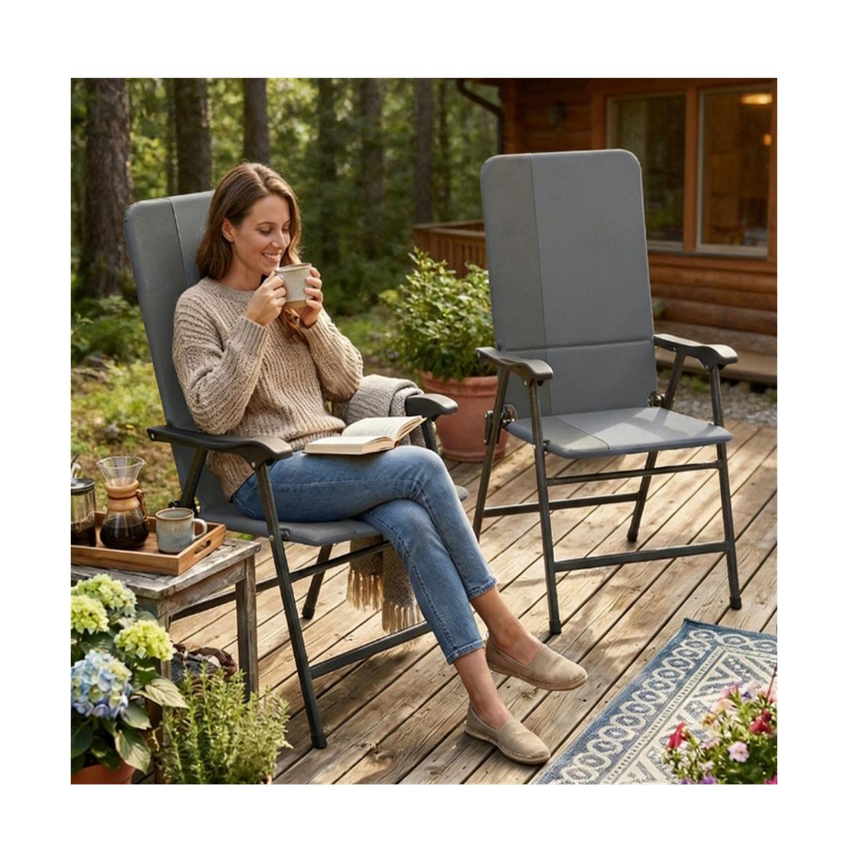 Mountaintop Folding chair, terrace chair set of two, camping chair, outdoor chair